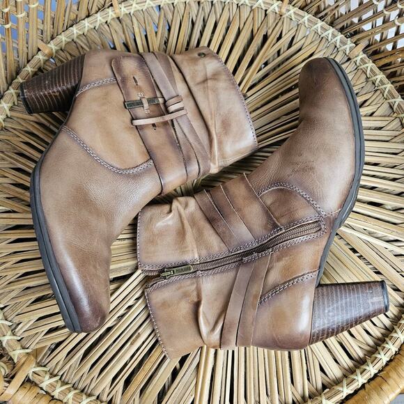 Pikolinos Verona Wrap Bootie 40 9.5 10 Distressed Brown Leather Heeled Boot - Picture 4 of 9
